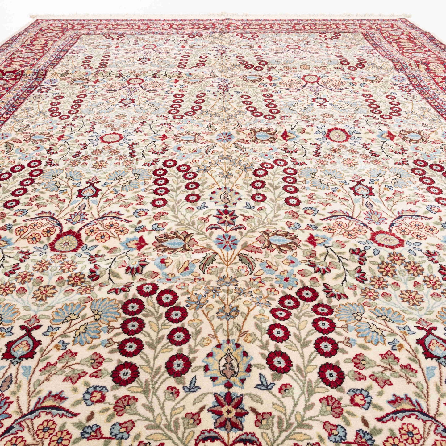 Oriental Rug Hereke Hand Knotted Wool On Cotton - X 301 Cm - 6' 9'' X 9' 11'' Red C014 ER23