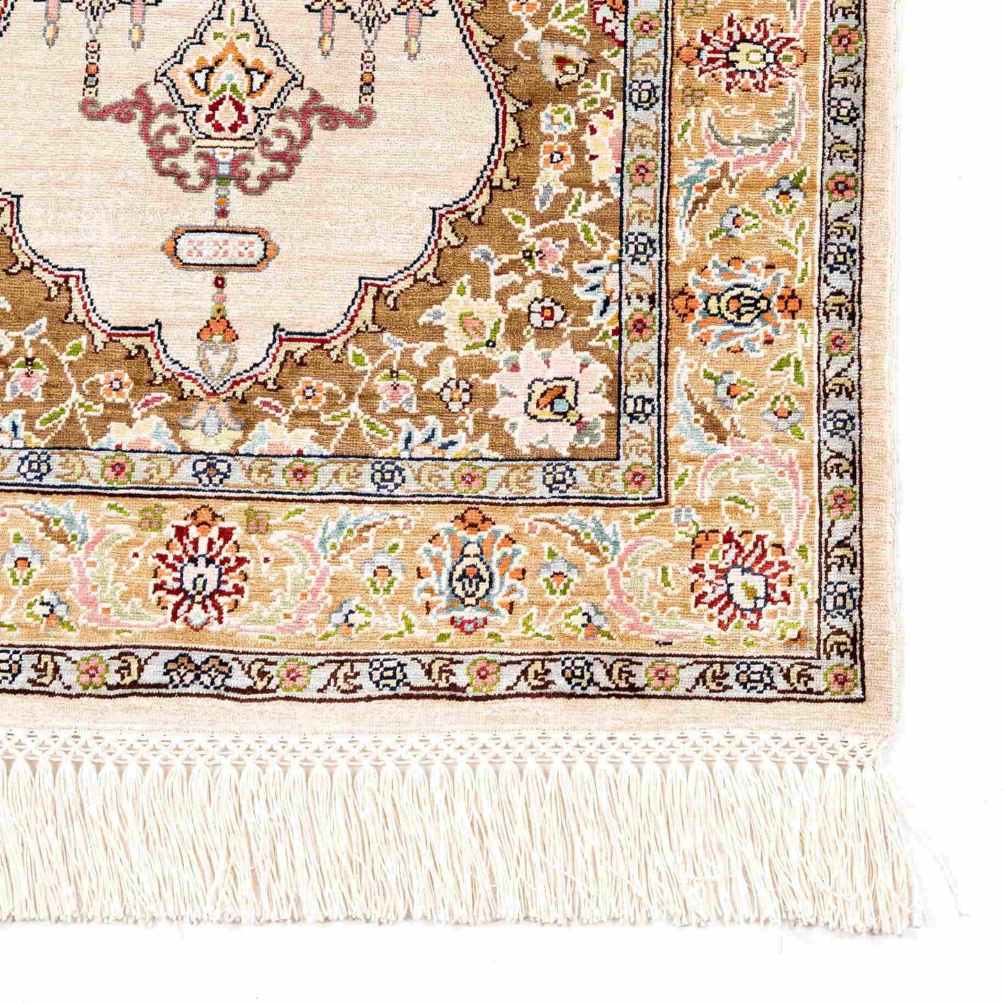 Oriental Rug Hereke Handmade Pure Silk - 47 X 71 Cm - 1' 7'' X 2' 4'' Sand C007 ER01