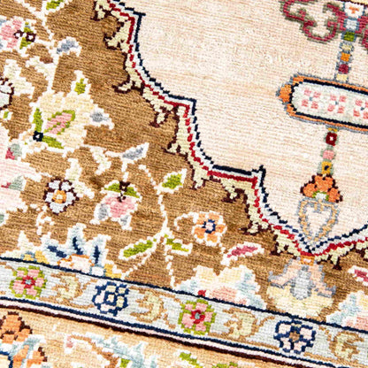 Oriental Rug Hereke Handmade Pure Silk - 47 X 71 Cm - 1' 7'' X 2' 4'' Sand C007 ER01