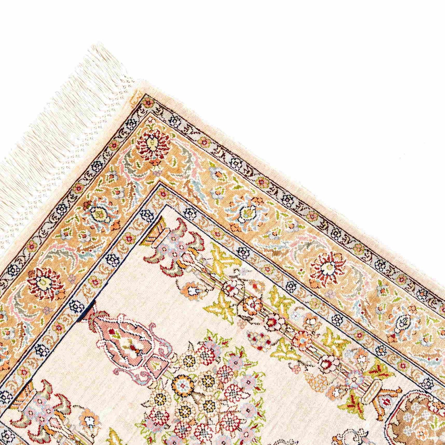 Oriental Rug Hereke Handmade Pure Silk - 47 X 71 Cm - 1' 7'' X 2' 4'' Sand C007 ER01