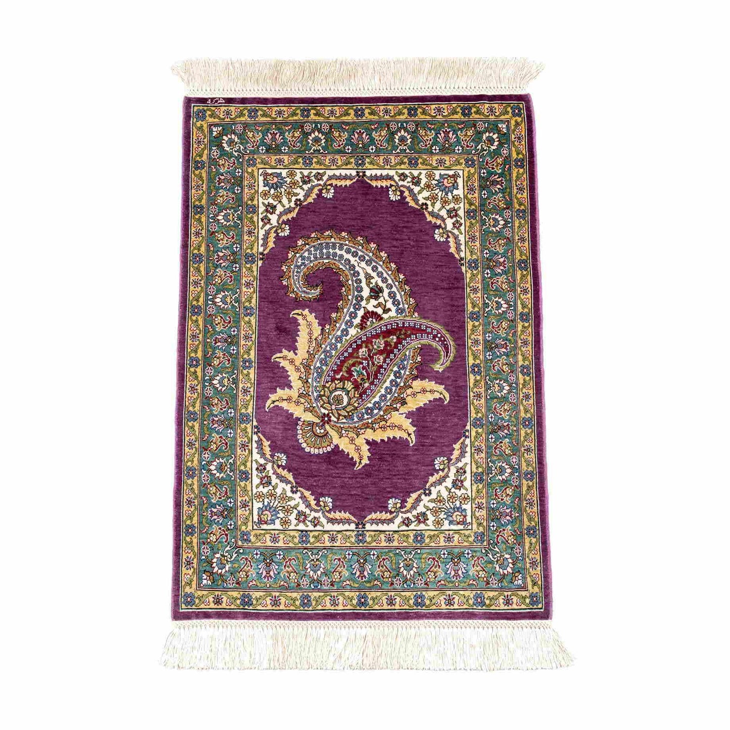 Oriental Rug Hereke Handmade Pure Silk - 56 X 83 Cm - 1' 11'' X 2' 9'' Purple C017 ER01