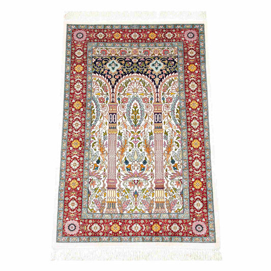 Oriental Rug Hereke Handmade Pure Silk - 75 X 116 Cm - 2' 6'' X 3' 10'' Light Blue C013 ER01