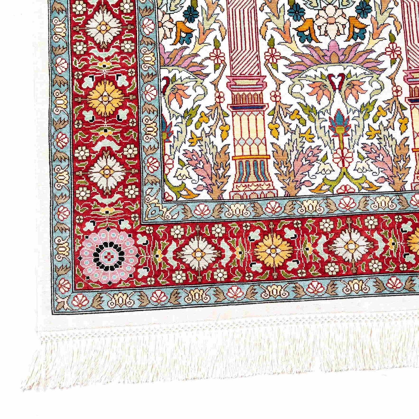 Oriental Rug Hereke Handmade Pure Silk - 75 X 116 Cm - 2' 6'' X 3' 10'' Light Blue C013 ER01