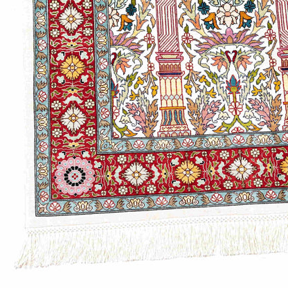 Oriental Rug Hereke Handmade Pure Silk - 75 X 116 Cm - 2' 6'' X 3' 10'' Light Blue C013 ER01