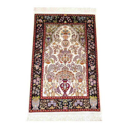 Oriental Rug Hereke Handmade Pure Silk - 79 X 123 Cm - 2' 8'' X 4' 1'' Black C002 ER01