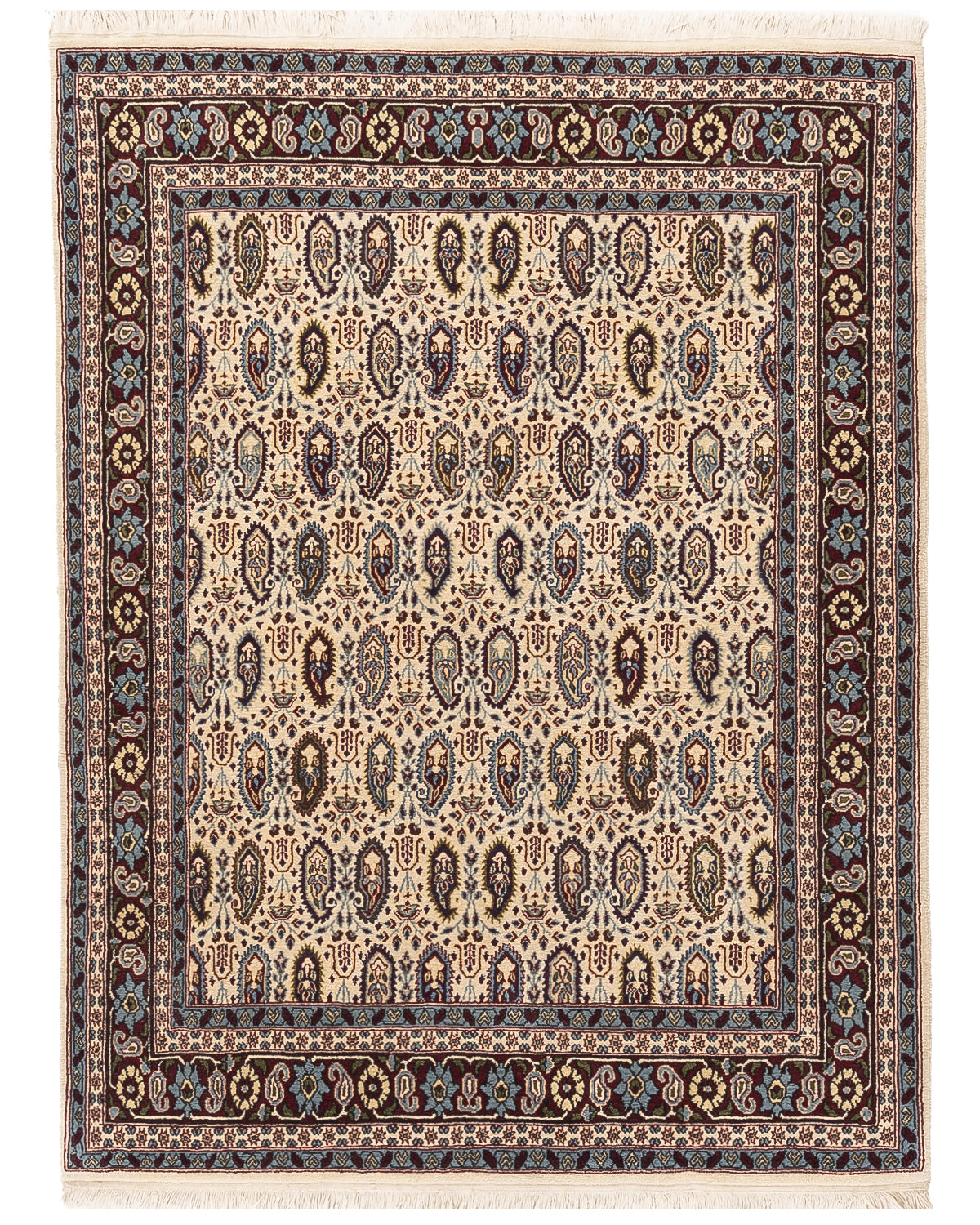 Oriental Rug Hereke Handmade Wool On Cotton 124 X 160 Cm - 4' 1'' X 5' 3'' Light Blue C013 ER01