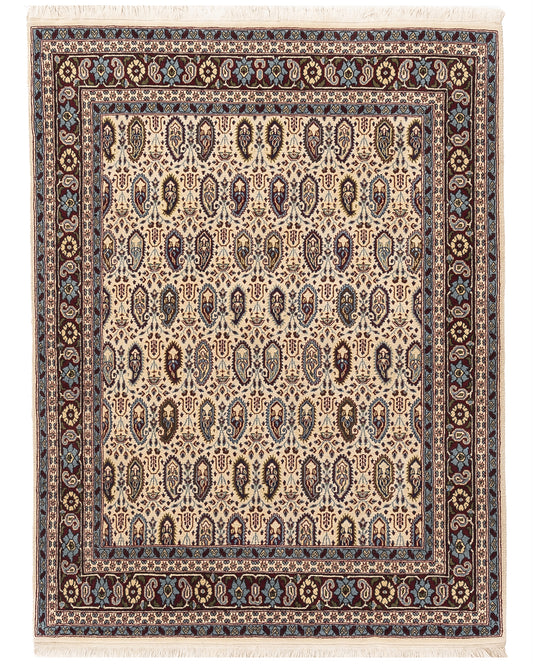 Oriental Rug Hereke Handmade Wool On Cotton 124 X 160 Cm - 4' 1'' X 5' 3'' Light Blue C013 ER01