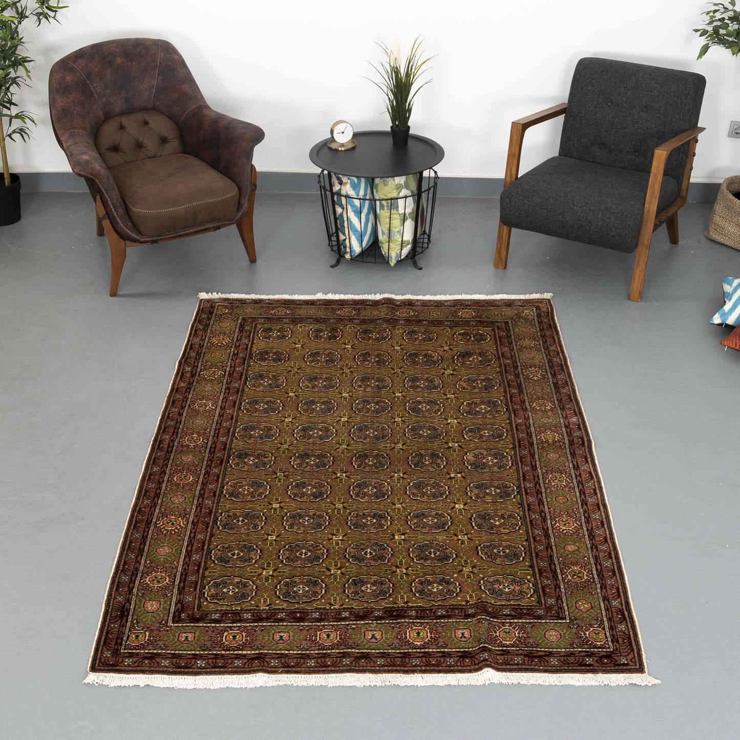 Oriental Rug Kaayseri Handwoven Wool On Cotton 151 x 216 Cm - 5' x 7' 2'' Brown C005 ER12