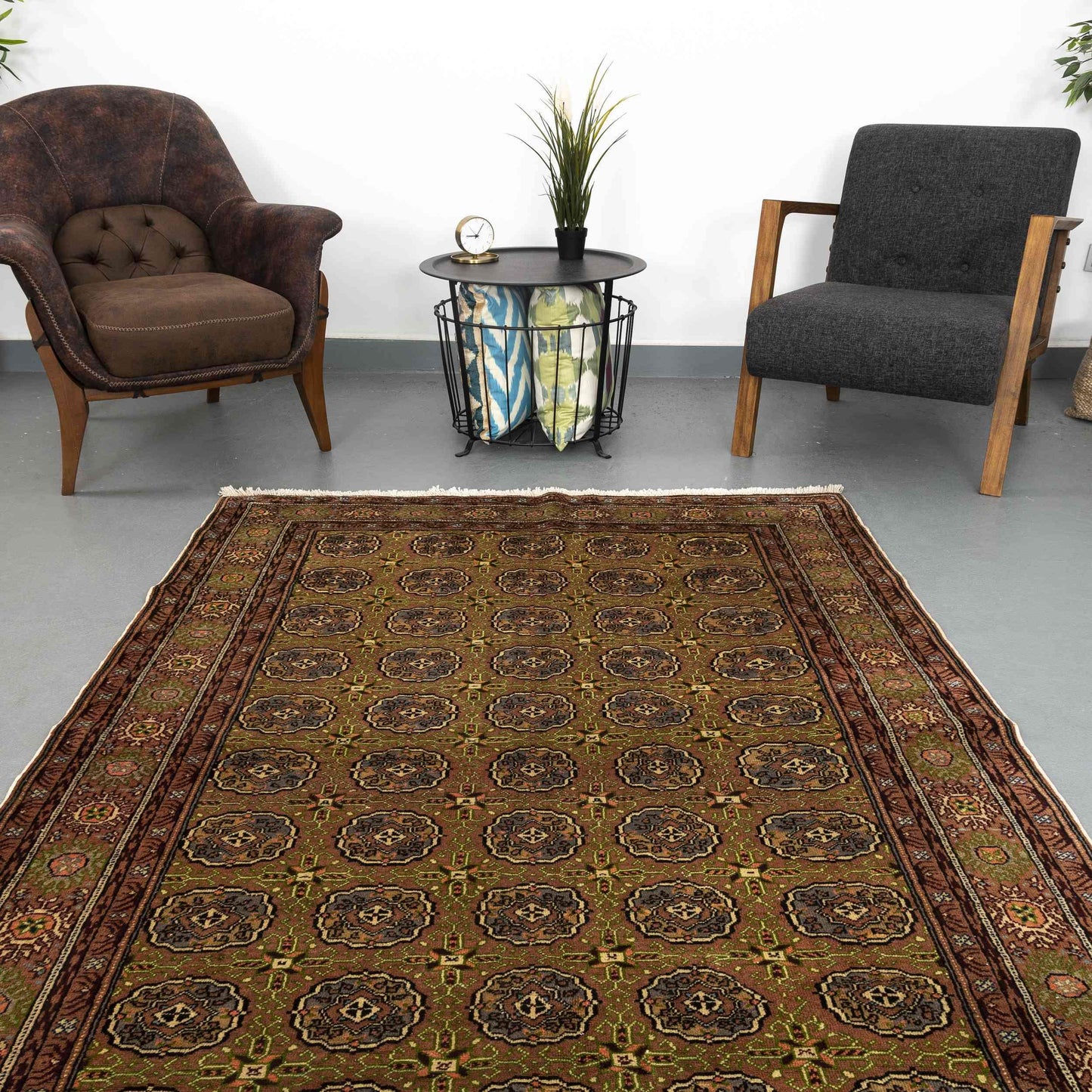 Oriental Rug Kaayseri Handwoven Wool On Cotton 151 x 216 Cm - 5' x 7' 2'' Brown C005 ER12