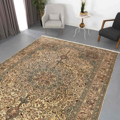 Oriental Rug Kayseri Handwoven Wool On Cotton 243 x 356 Cm - 8' x 11' 7'' Sand C007 ER34