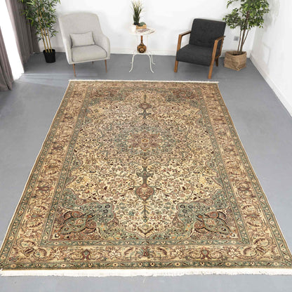 Oriental Rug Kayseri Handwoven Wool On Cotton 243 x 356 Cm - 8' x 11' 7'' Sand C007 ER34