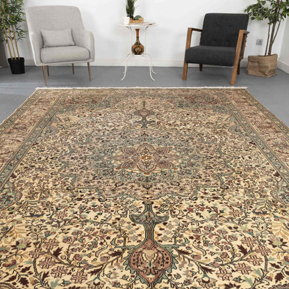 Oriental Rug Kayseri Handwoven Wool On Cotton 243 x 356 Cm - 8' x 11' 7'' Sand C007 ER34