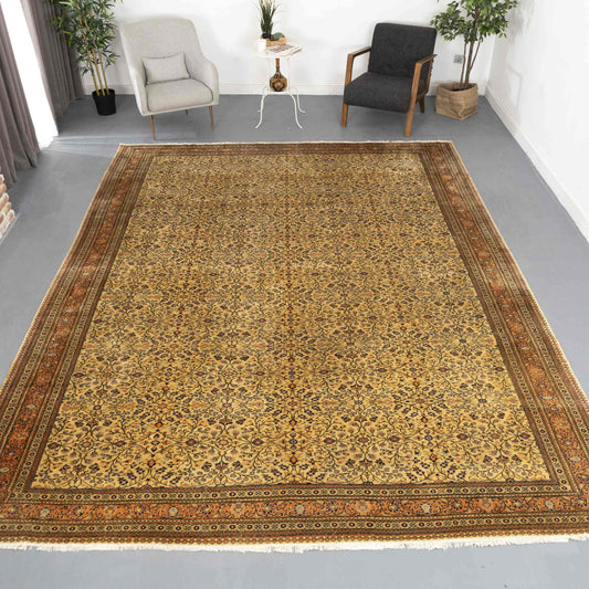 Oriental Rug Kayseri Handwoven Wool On Cotton 296 x 396 Cm - 9' 9'' x 13' Yellow C006 ER34