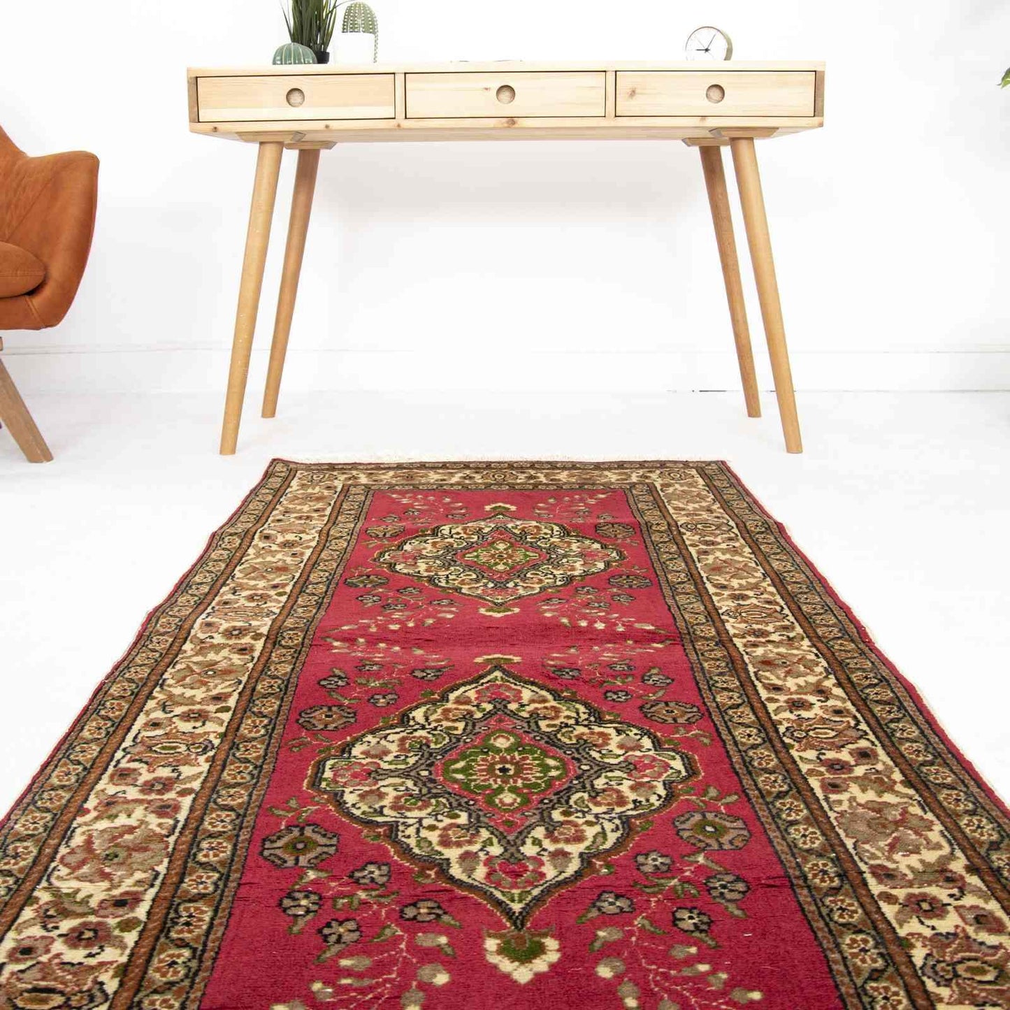 Oriental Rug Kayseri Handwoven Wool On Wool 90 x 190 Cm - 3' x 6' 3'' Red C014 ER01