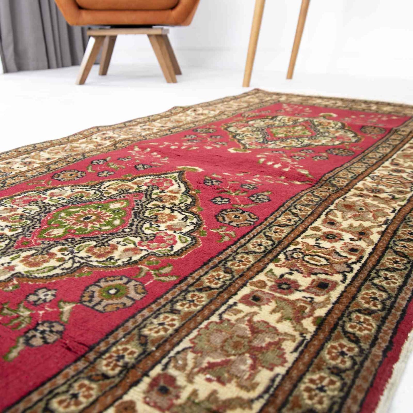 Oriental Rug Kayseri Handwoven Wool On Wool 90 x 190 Cm - 3' x 6' 3'' Red C014 ER01