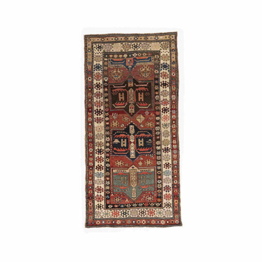 Oriental Rug Kazakh Handwoven Wool On Wool 120 X 242 Cm - 4' X 8' Red C014 ER01