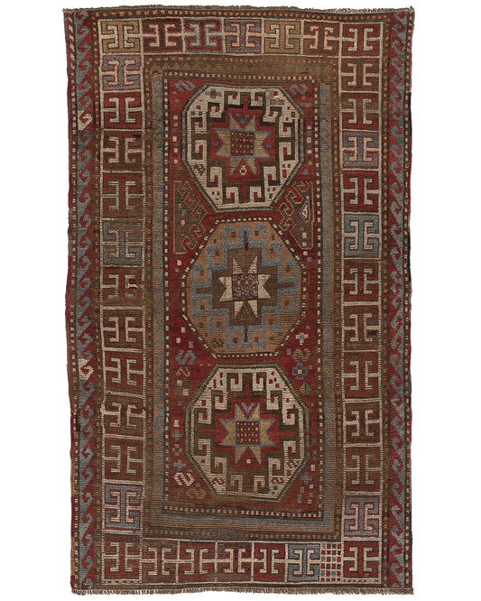 Oriental Rug Kazakh Handmade Wool On Wool 121 X 208 Cm - 4' X 6' 10'' Red C014 ER01