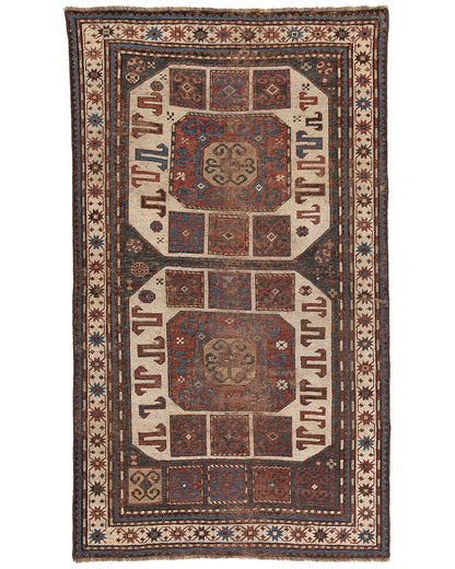 Oriental Rug Kazakh Handmade Wool On Wool 130 X 226 Cm - 4' 4'' X 7' 5'' Multicolor C016 ER12