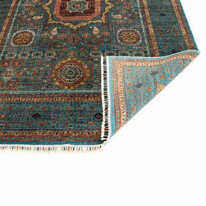 Oriental Rug Mamluk Hand Knotted Wool On Cotton 172 X 247 Cm - 5' 8'' X 8' 2" Green C015