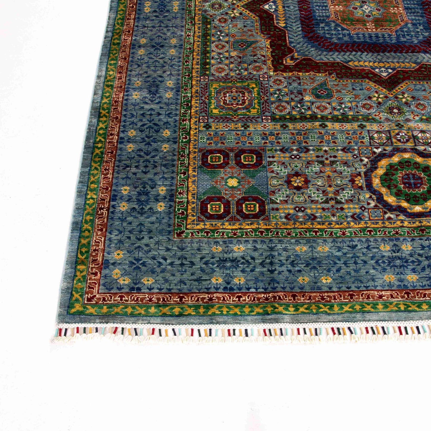 Oriental Rug Mamluk Hand Knotted Wool On Cotton 173 X 220 Cm - 5' 8'' X 7' 3'' Blue C010