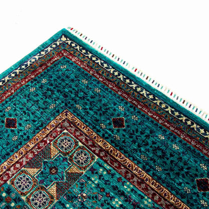 Oriental Rug Mamluk Hand Knotted Wool On Cotton 175 X 247 Cm - 5' 9'' X 8' 2" Green C003