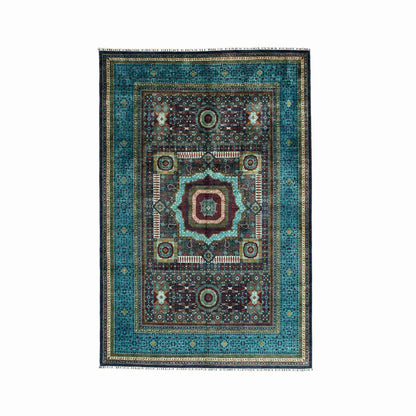 Oriental Rug Mamluk Hand Knotted Wool On Cotton 211 X 314 Cm - 7' X 10' 4" Green C003