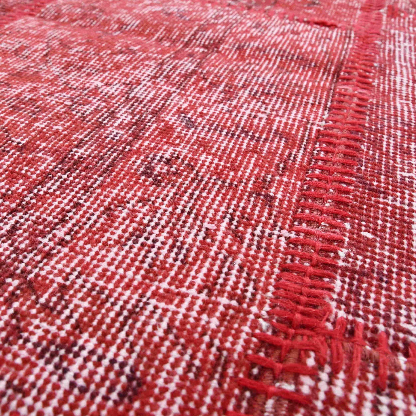 Oriental Rug Patchwork Hand Knotted Wool On Cotton 120 x 180 Cm - 4' x 5' 11'' Red C014 ER01