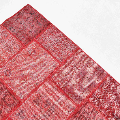 Oriental Rug Patchwork Hand Knotted Wool On Cotton 120 x 180 Cm - 4' x 5' 11'' Red C014 ER01