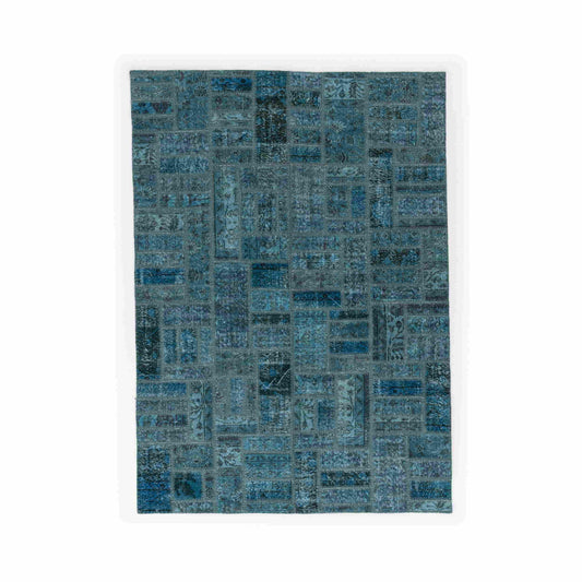 Oriental Rug Patchwork Hand Knotted Wool On Cotton 170 x 240 Cm - 5' 7'' x 7' 11'' Navy Blue C012 ER12