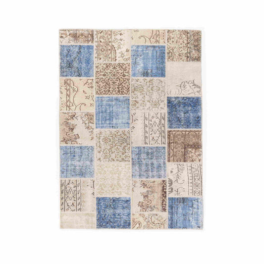Oriental Rug Patchwork Hand Knotted Wool On Cotton 170 x 240 Cm - 5' 7'' x 7' 11'' Sand C007 ER12