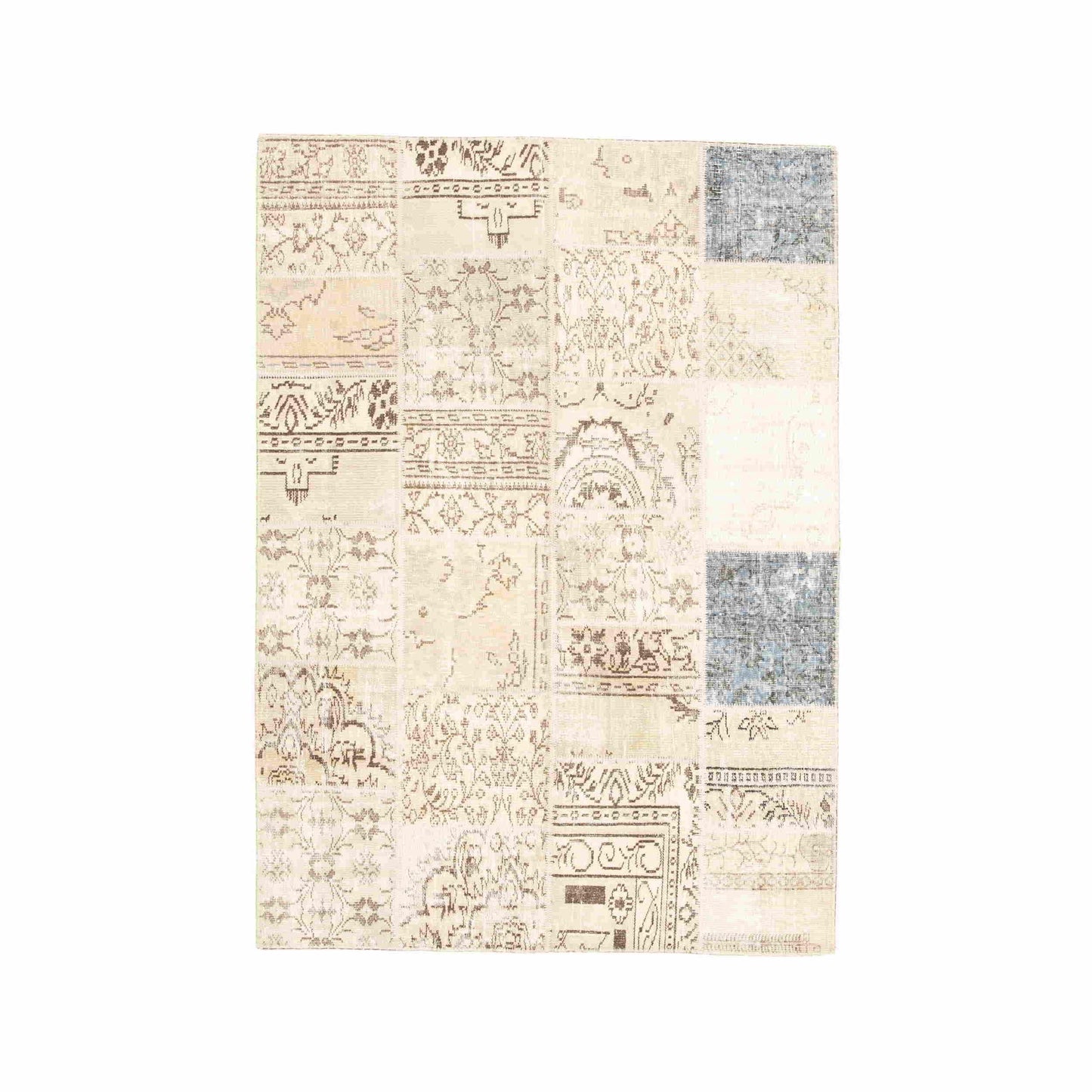 Oriental Rug Patchwork Hand Knotted Wool On Cotton 170 x 240 Cm - 5' 7'' x 7' 11'' Sand C007 ER12