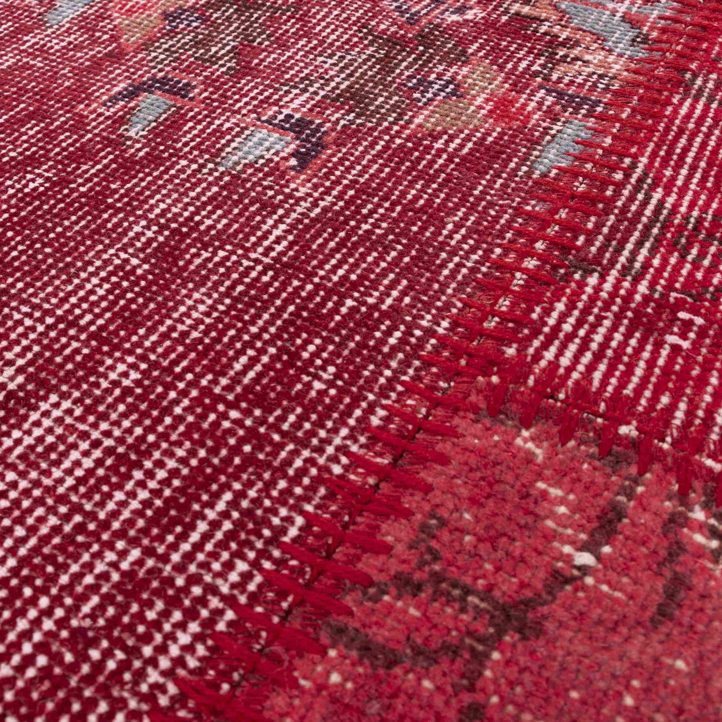 Oriental Rug Patchwork Hand Knotted Wool On Cotton 196 x 300 Cm - 6' 6'' x 9' 11''  Red C014 ER23