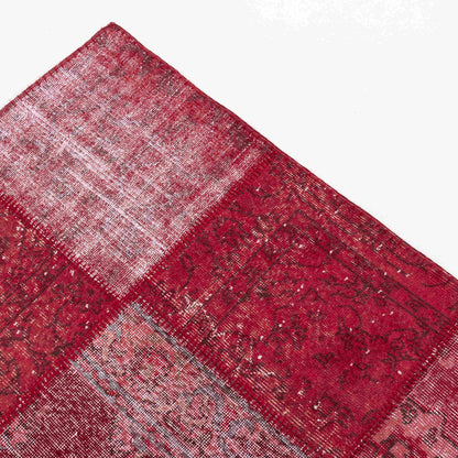 Oriental Rug Patchwork Hand Knotted Wool On Cotton 196 x 300 Cm - 6' 6'' x 9' 11''  Red C014 ER23