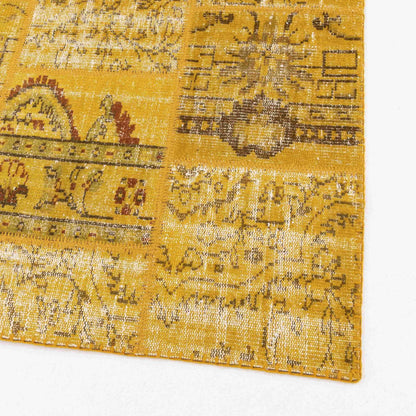 Oriental Rug Patchwork Hand Knotted Wool On Cotton 198 x 300 Cm - 6' 6'' x 9' 11'' Yellow C006 ER23