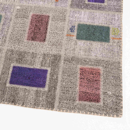 Oriental Rug Patchwork Hand Knotted Wool On Cotton 200 x 277 Cm - 6' 7'' x 9' 2'' Grey C008 ER12