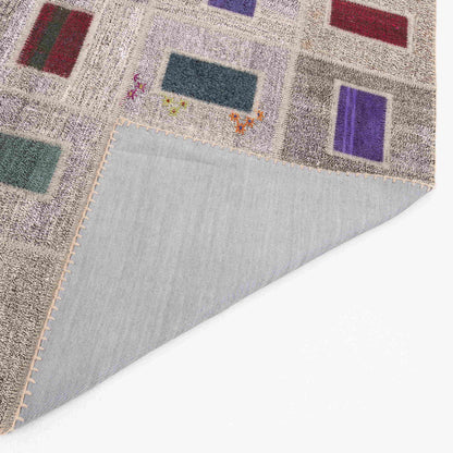 Oriental Rug Patchwork Hand Knotted Wool On Cotton 200 x 277 Cm - 6' 7'' x 9' 2'' Grey C008 ER12