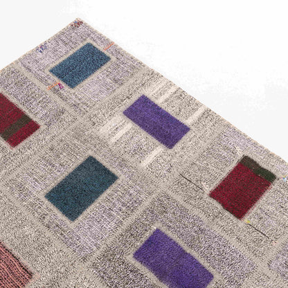 Oriental Rug Patchwork Hand Knotted Wool On Cotton 200 x 277 Cm - 6' 7'' x 9' 2'' Grey C008 ER12