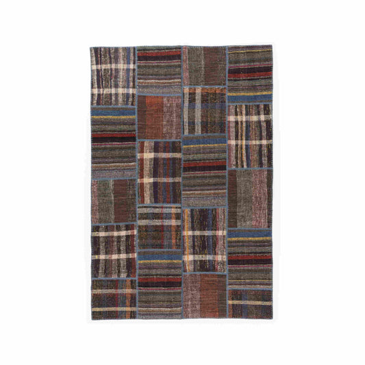 Oriental Rug Patchwork Hand Knotted Wool On Cotton 200 x 297 Cm - 6' 7'' x 9' 9'' Multicolor C016 ER23