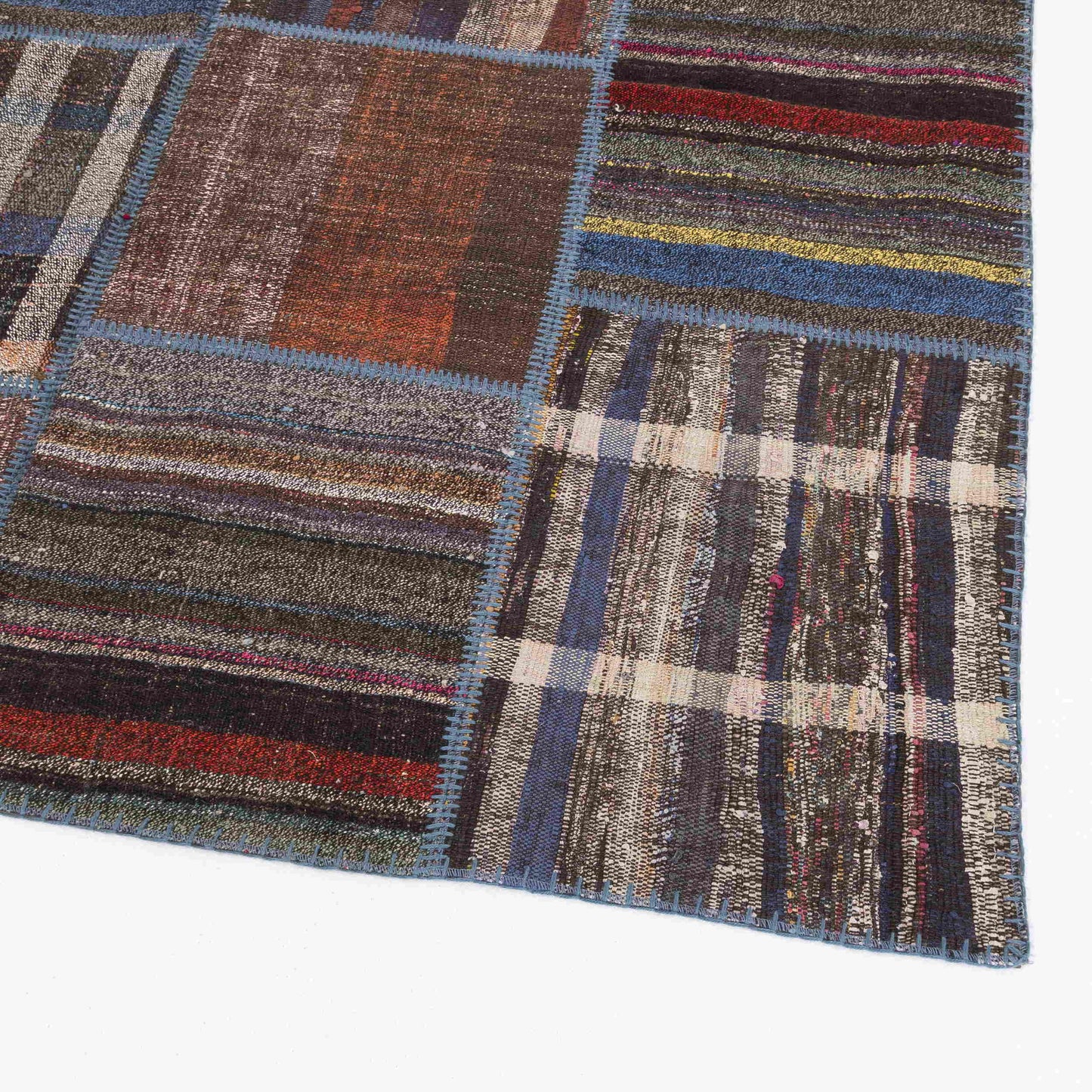 Oriental Rug Patchwork Hand Knotted Wool On Cotton 200 x 297 Cm - 6' 7'' x 9' 9'' Multicolor C016 ER23