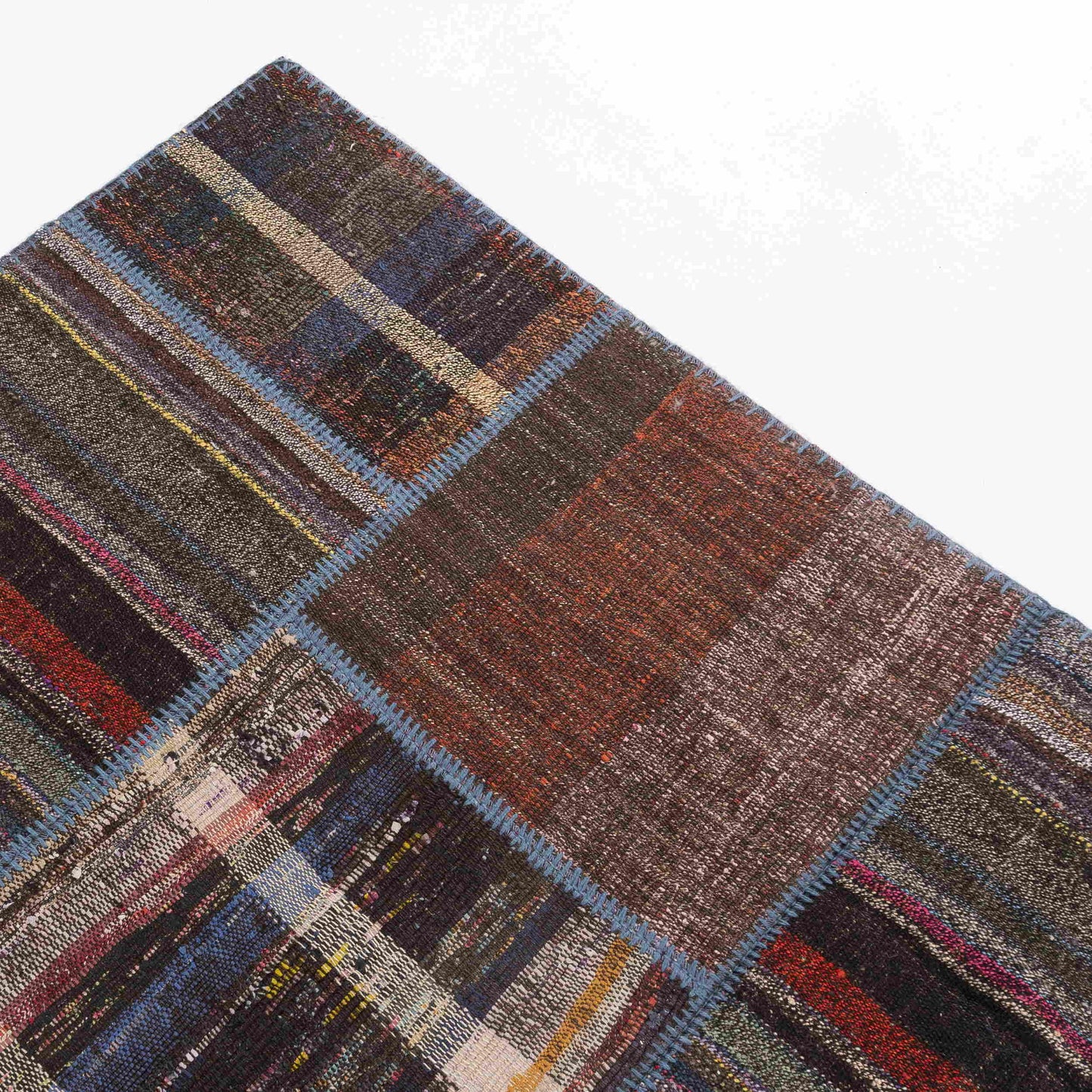 Oriental Rug Patchwork Hand Knotted Wool On Cotton 200 x 297 Cm - 6' 7'' x 9' 9'' Multicolor C016 ER23