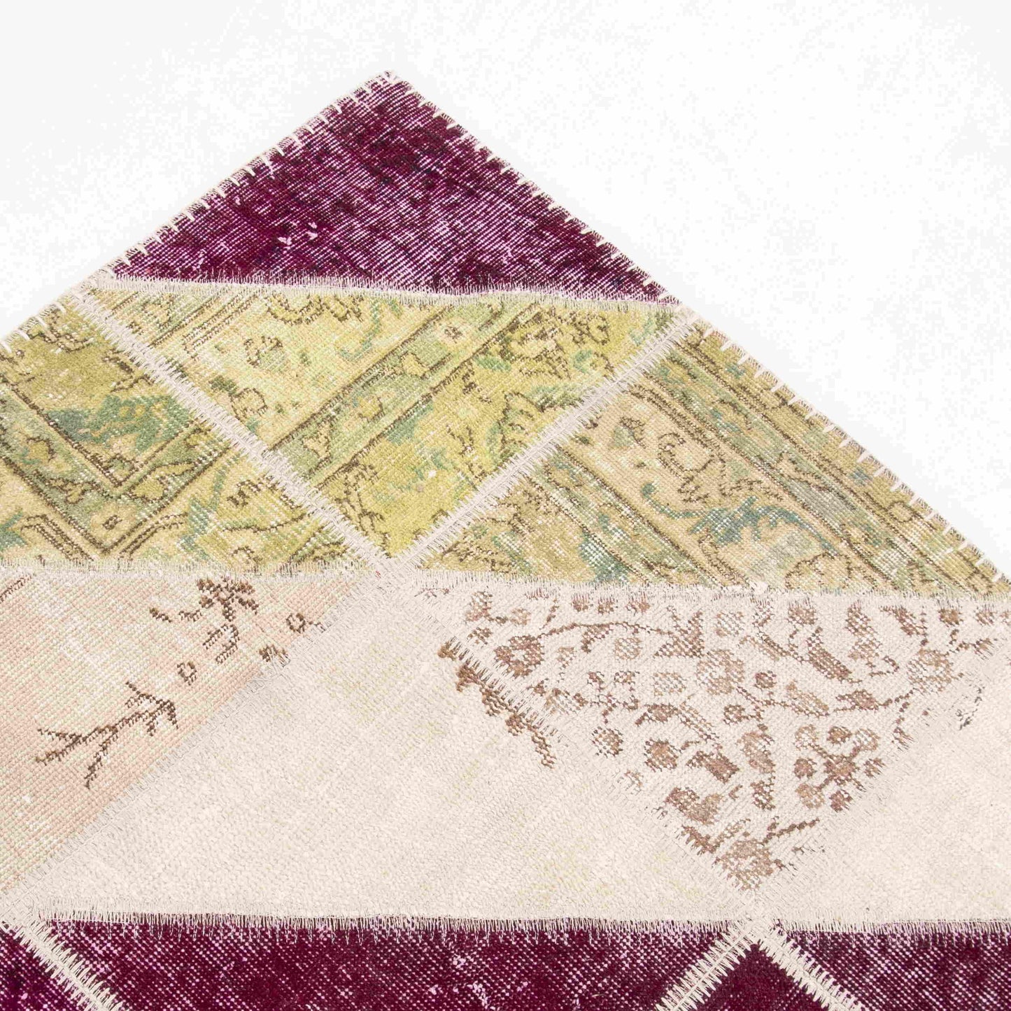 Oriental Rug Patchwork Hand Knotted Wool On Wool 118 x 200 Cm - 3' 11'' x 6' 7'' Multicolor C016 ER01