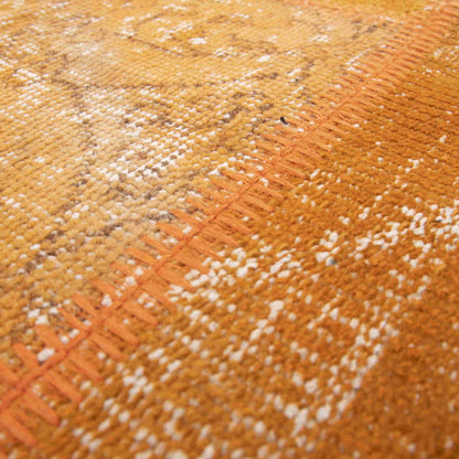 Oriental Rug Patchwork Hand Knotted Wool On Wool 119 x 184 Cm - 3' 11'' x S6' 1'' Orange C011 ER01