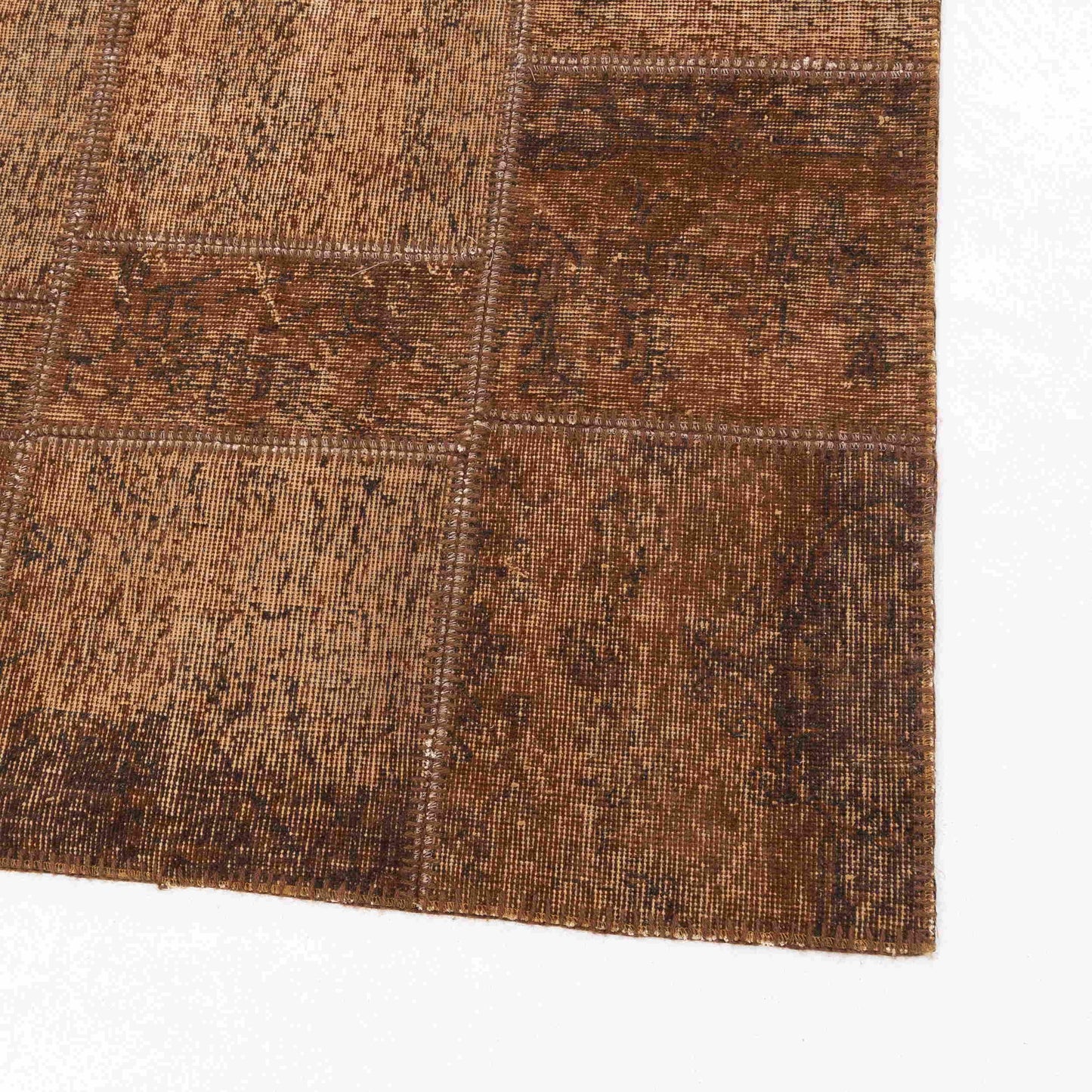 Oriental Rug Patchwork Hand Knotted Wool On Wool 121 x 178 Cm - 4' 5' x 11'' Brown C005 ER01