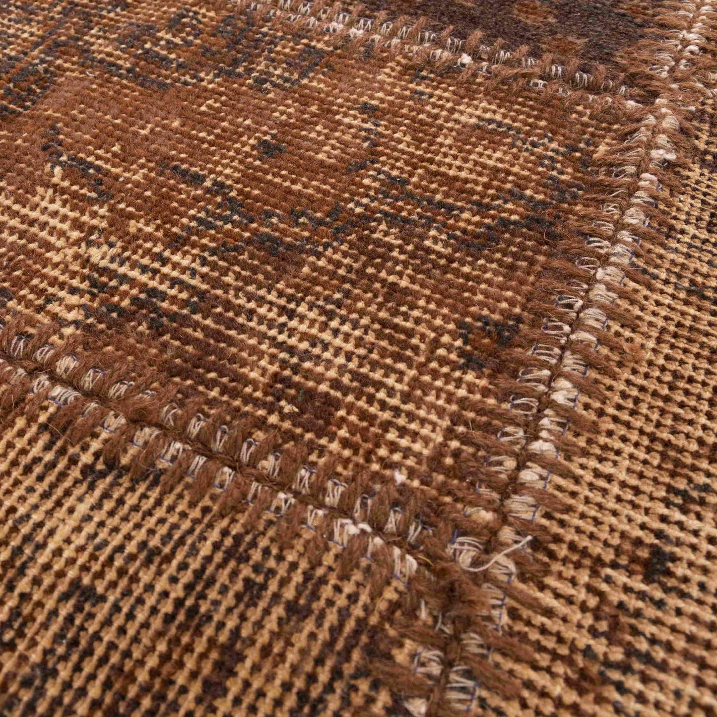 Oriental Rug Patchwork Hand Knotted Wool On Wool 121 x 178 Cm - 4' 5' x 11'' Brown C005 ER01