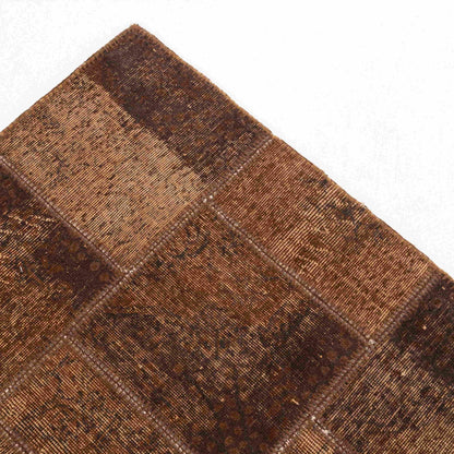 Oriental Rug Patchwork Hand Knotted Wool On Wool 121 x 178 Cm - 4' 5' x 11'' Brown C005 ER01