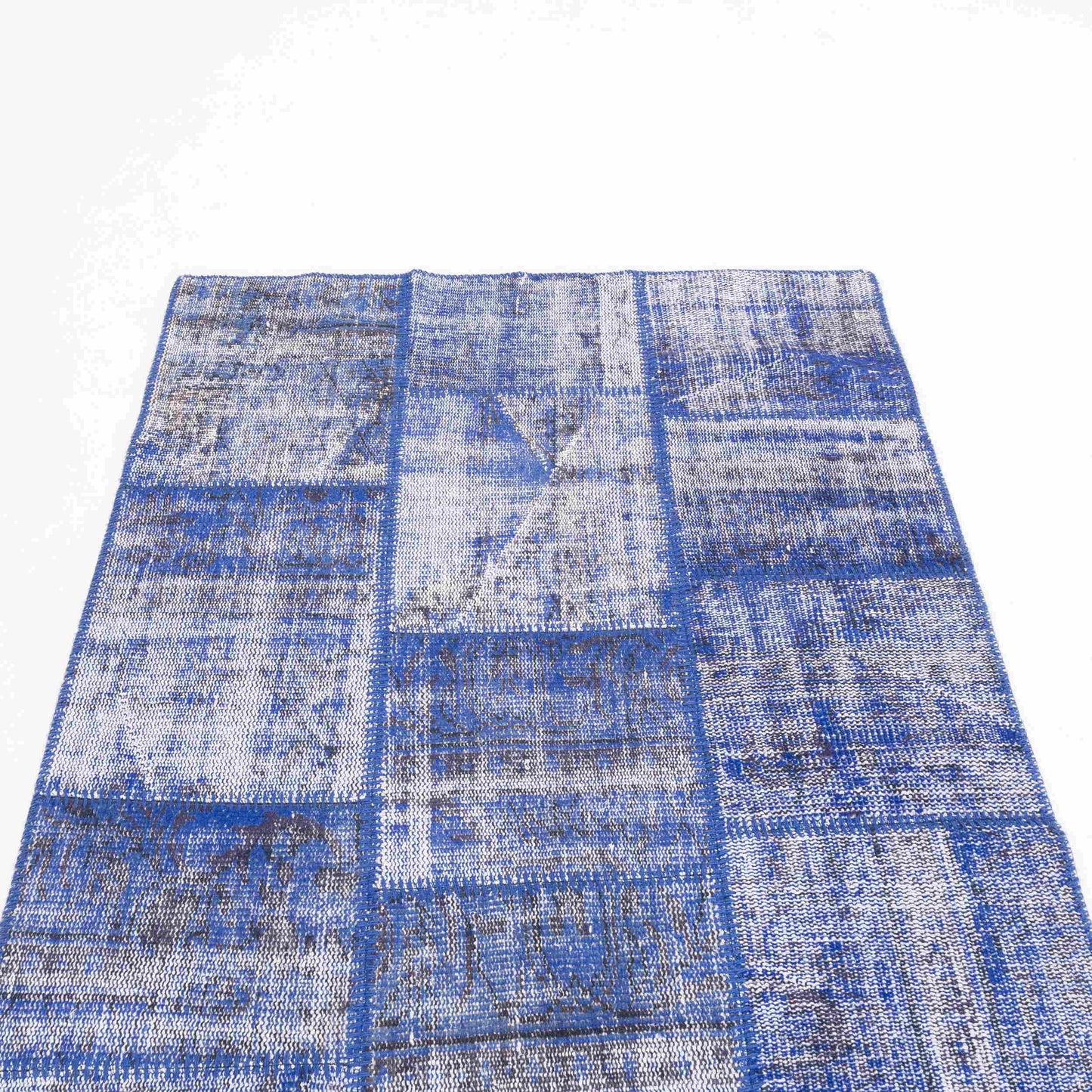 Oriental Rug Patchwork Hand Knotted Wool On Wool 121 x 203 Cm - 4' x 6' 8'' Blue C010 ER01