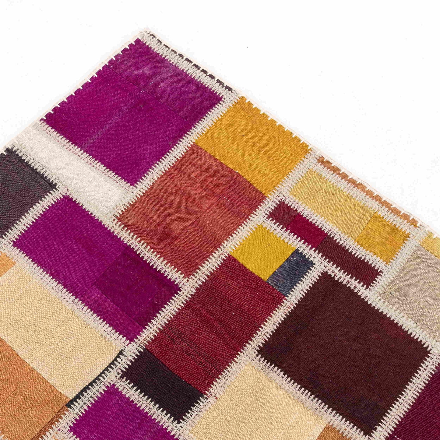 Oriental Rug Patchwork Hand Knotted Wool On Wool 123 x 176 Cm - 4' 1'' x 5' 10'' Multicolor C016 ER01