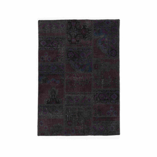 Oriental Rug Patchwork Hand Knotted Wool On Wool 124 x 176 Cm - 4' 1'' x 5' 10'' Black C002 ER01