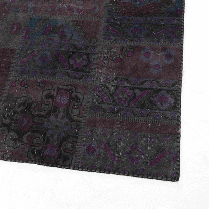 Oriental Rug Patchwork Hand Knotted Wool On Wool 124 x 176 Cm - 4' 1'' x 5' 10'' Black C002 ER01