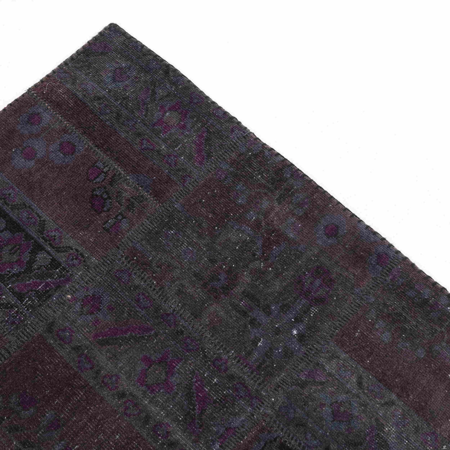 Oriental Rug Patchwork Hand Knotted Wool On Wool 124 x 176 Cm - 4' 1'' x 5' 10'' Black C002 ER01